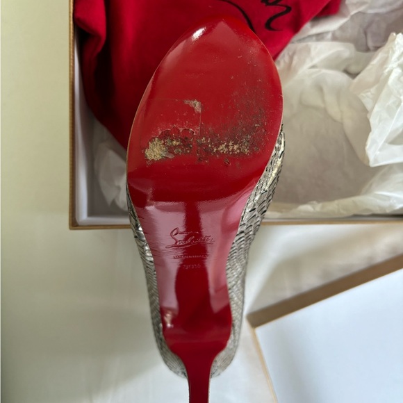 Christian Louboutin Lady Peep 150 Python Cosmo Color Antique Silver. Size 39.5. - Picture 6 of 11